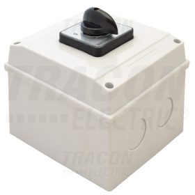   Tracon Tokozott kézikapcsoló, BE-KI 400V, 50Hz, 25A, 3P, 7,5kW, 48×48mm, 60°, IP65