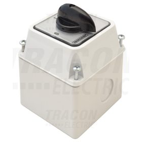   Tracon Tokozott kézikapcsoló, BE-KI 400V, 50Hz, 25A, 2P, 7,5kW, 48×48mm, 90°, IP65