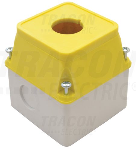 Tracon Összeállított alacsony tokozat sárga fedéllel d=22mm, IP44