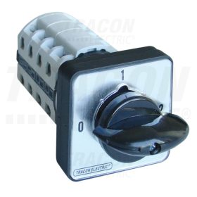   Tracon Választókapcsoló, 0-1-2 400V, 50Hz, 20A, 2×4P, 5,5kW, 48×48mm, 90°