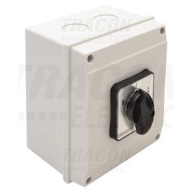   Tracon Tokozott választókapcsoló, 0-1-2 400V, 50Hz, 25A, 2×3P, 7,5kW, 48×48mm, 60°, IP65