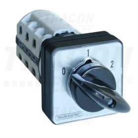   Tracon Választókapcsoló, 0-1-2 400V, 50Hz, 25A, 2×4P, 7,5kW, 48×48mm, 60°