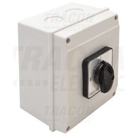   Tracon Tokozott választókapcsoló, 0-1-2 400V, 50Hz, 25A, 2×3P, 7,5kW, 48×48mm, 90°, IP65