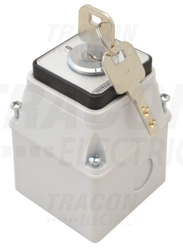 Tracon Tokozott főkapcsoló, kulcsos, BE-KI 400V, 50Hz, 20A, 4P, 5,5kW, 48×48mm, IP44