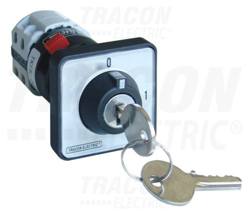 Tracon Tokozott főkapcsoló, kulcsos, BE-KI 400V, 50Hz, 20A, 4P, 5,5kW, 48×48mm, IP65