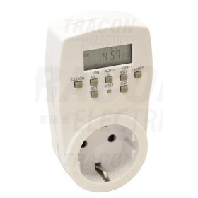   Tracon Dugaszolható elektronikus kapcsolóóra, heti 230V, 16A, IP20