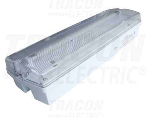Tracon Fénycsöves vészvilágító lámpatest, készenléti üzem 230V, 50Hz, T5, G5, 1×8W, 1h,2,4V/1,5Ah,Ni-Cd, IP65, EEI=A