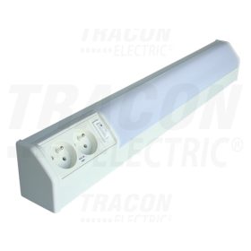  Tracon Fénycsöves lámpatest dupla csapos dugaszolóaljzattal 230V, 50Hz, T8, G13, 10W, 10A, EEI=A