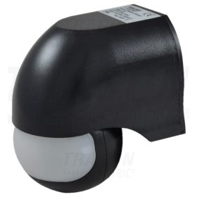  Tracon Mozgásérzékelő, infra falra, fekete 230 VAC, 180°, max. 12 m, 10 s-12 min, 3-2000lux, IP44