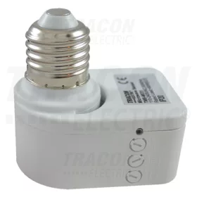   Tracon Mozgásérzékelő adapter, mikrohullámú E27, foglalatba 230 VAC, 5,8 GHz, 360°, 1-5 m, 10 s-12 min, 3-2000 lux