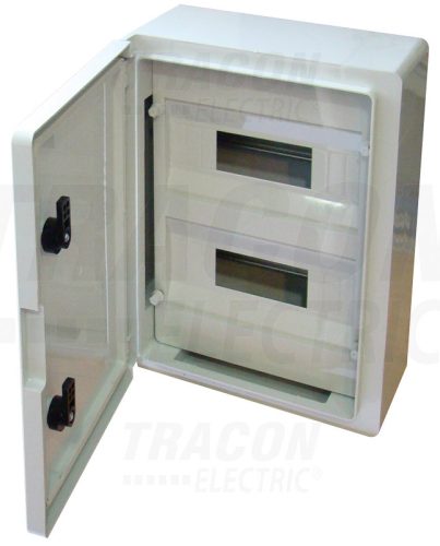 Tracon Műanyag elosztószekrény maszkos 2×12 mod, H×W×D=400×300×165mm, IP65, IK10, 1000V AC/DC