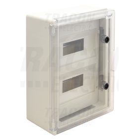   Tracon Műanyag elosztószekrény maszkos átlátszó ajtóval 2×12 mod, H×W×D=400×300×165mm, IP65, IK10, 1000V AC/DC