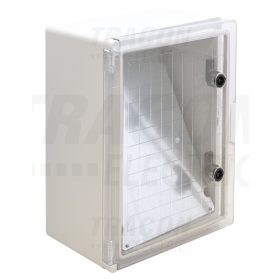   Tracon Műanyag elosztószekrény átlátszó ajtóval H×W×D=400×300×195mm, IP65, IK10, 1000V AC/DC, RAL7035