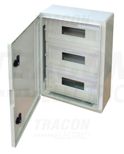 Tracon Műanyag elosztószekrény maszkos 3×17 mod, H×W×D=500×400×175mm, IP65, IK10, 1000V AC/DC