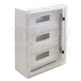   Tracon Műanyag elosztószekrény maszkos átlátszó ajtóval 3×17 mod, H×W×D=500×400×175mm, IP65, IK10, 1000V AC/DC