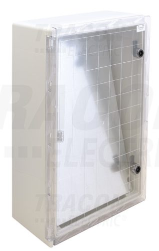Tracon Műanyag elosztószekrény átlátszó ajtóval H×W×D=600×400×200mm, IP65, IK10, 1000V AC/DC, RAL7035