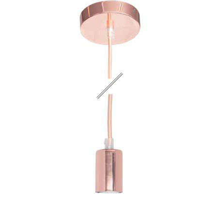 Pink Cooper foglalat vezetékkel és mennyezet rózsával, E27, 2m