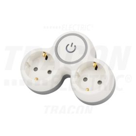   Tracon Többférőhelyes, kapcsolós átalakító csatlakozó, szürke+fehér 2×SCHUKO, max.16A, 230VAC, 3680W, PP