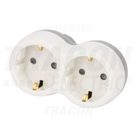   Tracon Többférőhelyes átalakító csatlakozó, szürke + fehér 2×SCHUKO, max.16A, 230VAC, 3680W, PP