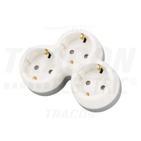   Tracon Többférőhelyes átalakító csatlakozó, szürke + fehér 3×SCHUKO, max.16A, 230VAC, 3680W, PP