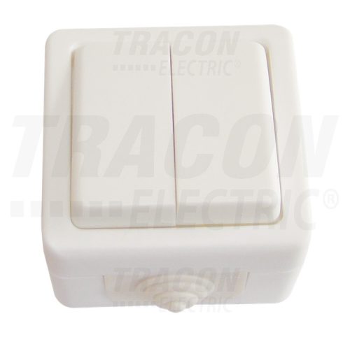Tracon Falon kívüli 2-áramkörös váltókapcsoló  10AX/250VAC, IP54, (106/2)