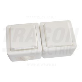   Tracon Falon kívüli kétpólusú kapcsoló+csatlakozóaljzat 16A/250VAC, IP54, (102)