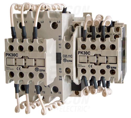 Tracon Kontaktor kondenzátortelepek kapcsolásához 690V, 50Hz, 17A, 12,5kVAr, 400V AC, 3×NO+1×NC
