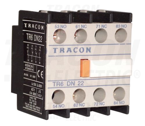 Tracon Homlokoldali segédérintkező TR1D/F és TR1E kontaktorokhoz 230V, 50Hz, 2A, 3×NC+1×NO