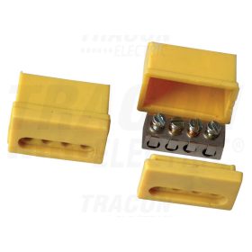   Tracon Szigetelt csavaros vezetékösszekötő, sárga ház 4×(1,5-4mm2), 450VAC, max. 40A