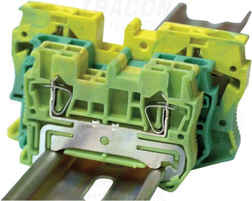 Tracon Védővezető ipari sorozatkapocs, rugós, sínre, zöld/sárga 0,2-2,5mm2, 31A