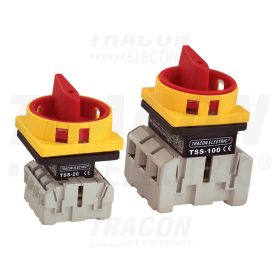   Tracon Tokozott biztonsági lakatolható szakaszoló kapcsoló, sárga 400V, 50Hz, 20A, 3P, 5,5kW, 48×48mm, IP44