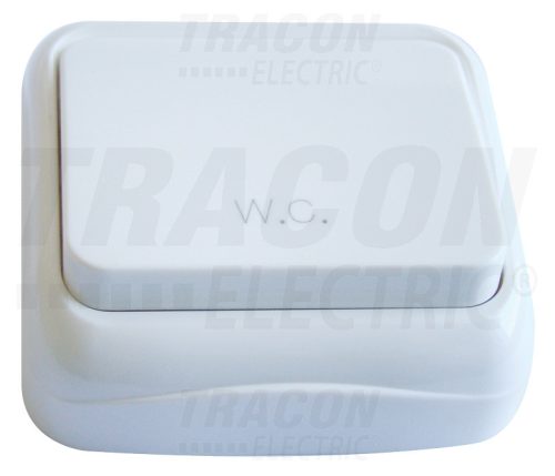 Tracon Falon kívüli nyomókapcsoló WC felirattal (tapétakapcsoló) 10AX/250VAC, IP20 (N101)