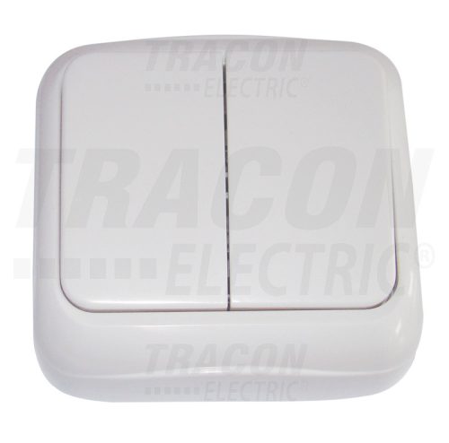 Tracon Falon kívüli 2-áramkörös kapcsoló (tapétakapcsoló) 10AX/250VAC, IP20 (2×101)