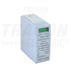   Tracon AC túlfeszültség levezető betét; 2-es típus 230 V, 50 Hz, 10/20 kA (8/20 us), 1P