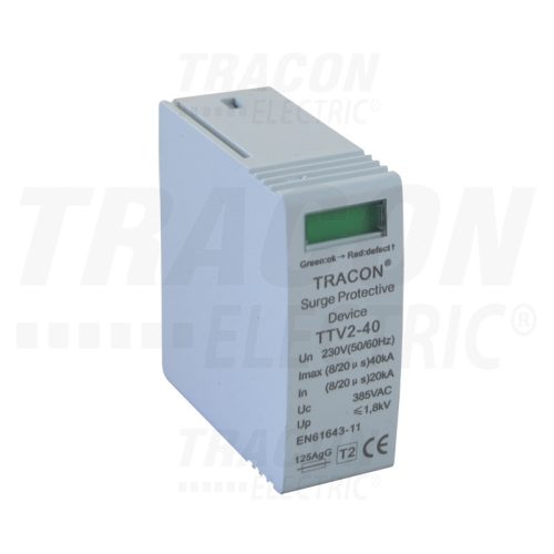 Tracon DC túlfszültség levezető betét, 2-es típus, szikraközös 1000 VDC, 20/40 kA (8/20µs)