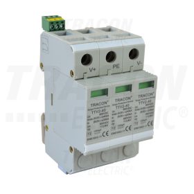   Tracon DC túlfeszültség levezető PV rendszerhez; 2-es típus; 3modul 600 VDC, 20/40 kA (8/20 us), 2P
