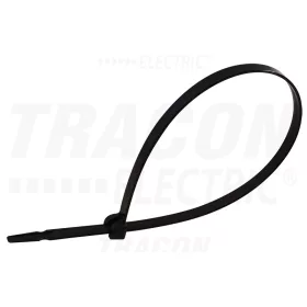   Tracon UV-álló fémnyelves kábelkötegelő, fekete 186×4,8mm, D=3,5-45mm, PA6.6