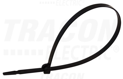 Tracon UV-álló fémnyelves kábelkötegelő, fekete 186×4,8mm, D=3,5-45mm, PA6.6