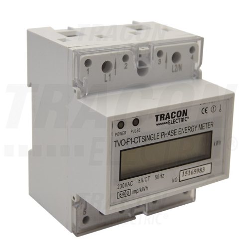 Tracon LCD kijelzésű egyfázisú áramváltós fogyasztásmérő 230V / 5 A Pd=1W