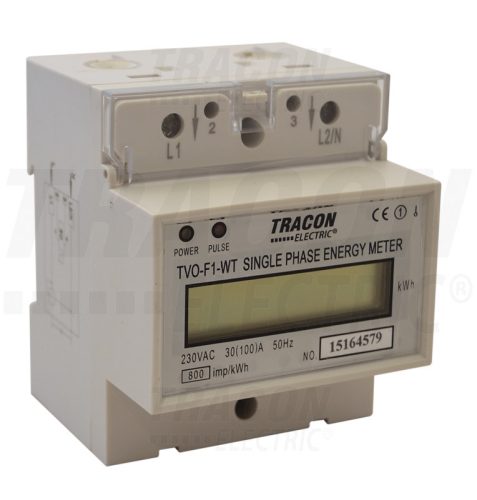 Tracon LCD kijelzésű 1 fázisú átfűzős fogyasztásmérő, közvetlen 230V / 30 (100)A Pd=1W