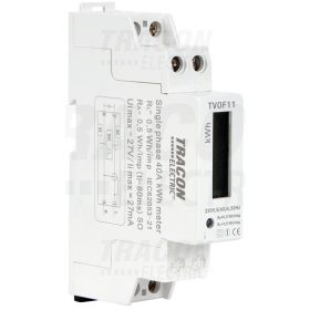   Tracon LCD kijelzésű fogyasztásmérő, közvetlen, 1 fázisú, 1 modul 230VAC / 5(40)A