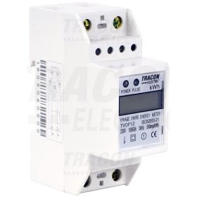   Tracon LCD kijelzésű fogyasztásmérő, közvetlen, 1 fázisú, 2 modul 230VAC / 10(60)A