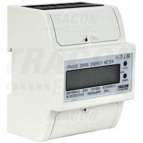  Tracon LCD kijelzésű fogyasztásmérő, közvetlen, 1 fázisú, 4 modul 230VAC / 10(100)A