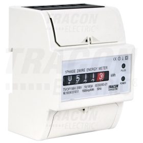   Tracon Elektromech. fogyasztásmérő, közvetlen, 1 fázisú, 4 modul 230VAC / 10(100)A