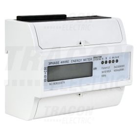   Tracon LCD kijelzésű fogyasztásmérő, közvetlen, 3 fázisú, 7 modul 400VAC / 10(100)A