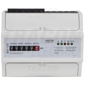   Tracon Elektromech. fogyasztásmérő, közvetlen, 3 fázisú, 7 modul 400VAC / 10(100)A