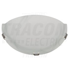  Tracon Üveg oldalfali fél UFO lámpatest, fehér 230V, 50Hz, E27, max.1×60W, D=300 mm, EEI=A++,A+,A,B,C,D,E