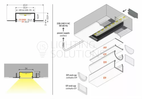 TOPMET LED profil VARIO30-04 ACDE-9 2000 mm fehér