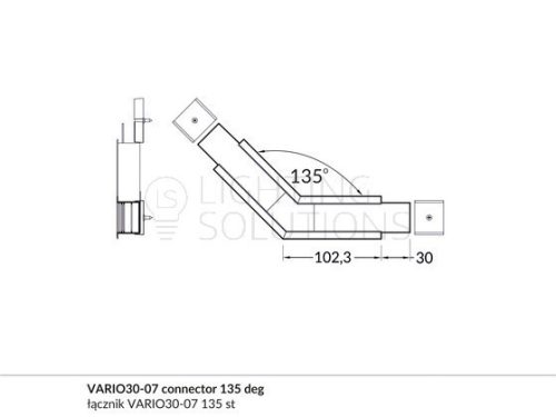 TOPMET sarokidom VARIO30-07 135° eloxált 