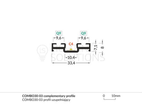 TOPMET LED profil COMBO30-03 C4/Q9 1000 mm natúr